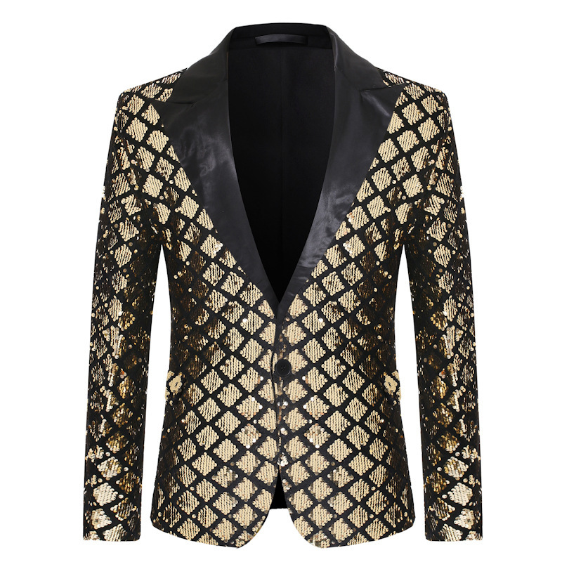 Autumn and winter men's European size barge collar suit stage banquet host party diamond sequins dress ZT-X45 Autumn and winter men's European size barge collar suit stage banquet host party diamond sequins dress ZT-X45