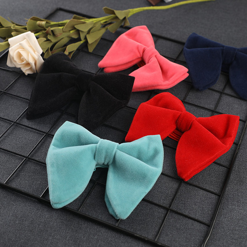 Bow tie, bow tie for women, plush velvet, gold velvet, large pointed bow tie, wholesale manufacturer direct supply