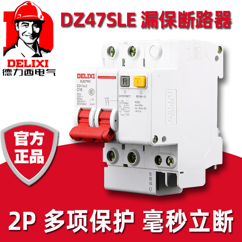 Delixi DZ47SLE air switch 32A40A63a circuit breaker 2P air switch leakage protection anti-leakage