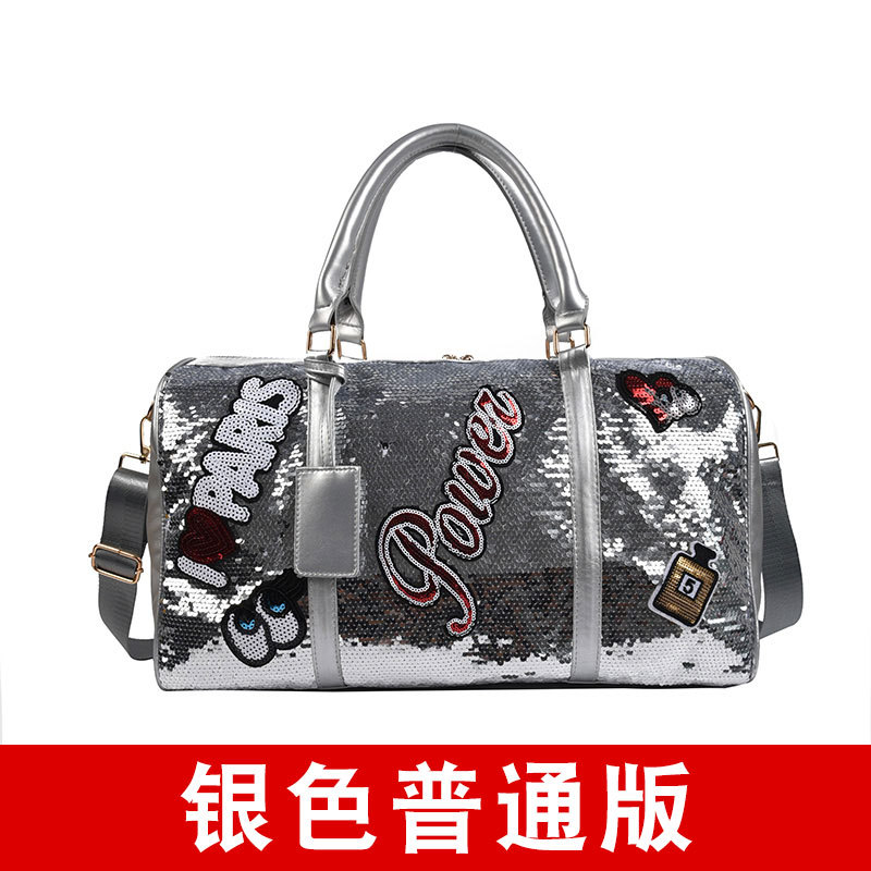 2022新しい女性旅行バッグpuスパンコールヨガフィットネスバッグ旅行荷物バッグスポーツ旅行アウトドアハンドバッグ