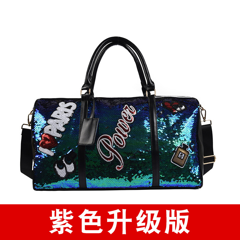 2022新しい女性旅行バッグpuスパンコールヨガフィットネスバッグ旅行荷物バッグスポーツ旅行アウトドアハンドバッグ