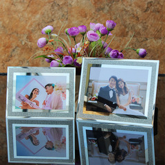 Cross-border suppliers direct supply crystal sand glass photo frames 6 inches 10 inches minimalist luxury photo frames for display table wholesale