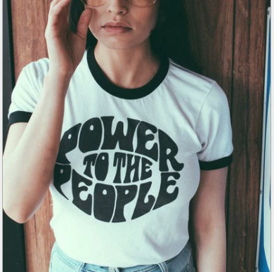 Внешняя торговля футболки власть людям мужчины и женщины Письма Европа и США с коротким рукавом