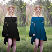 中世纪公主野外狩猎裙纯色弹力复古欧美畅销速卖通亚马逊爆款0073