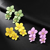 Fashionable multicoloured cute earrings, European style, flowered, simple and elegant design