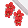 Fashionable multicoloured cute earrings, European style, flowered, simple and elegant design