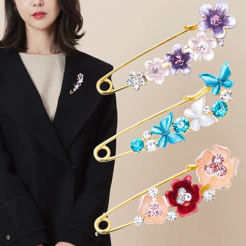 Todo fósforo chal broche de flores ramillete de gama alta de las mujeres Tulipán broche grande broche abrigo anti-exposición bufanda de seda hebilla