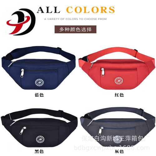 New sports waist bag for men and women, casual canvas shoulder crossbody bag, outdoor waterproof chest bag with printed logo