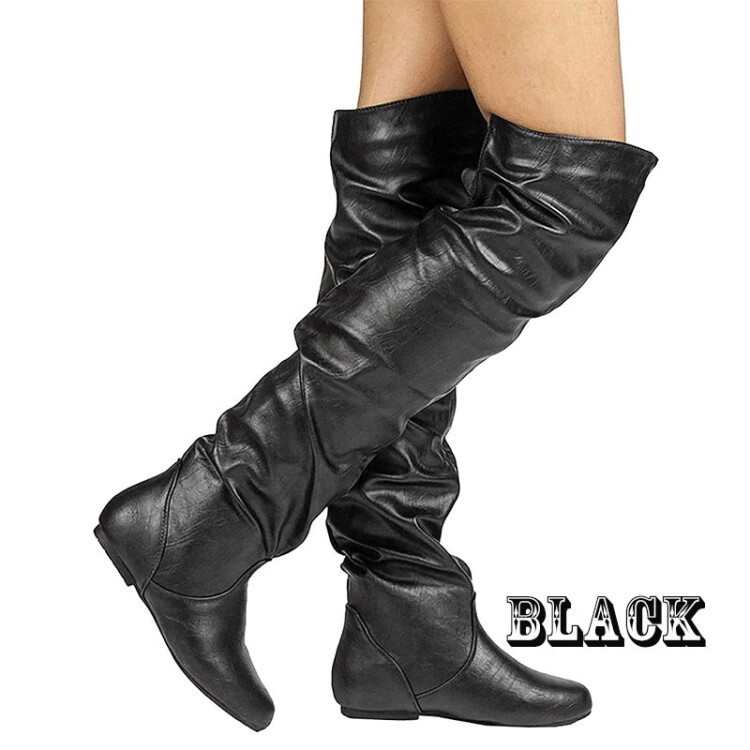 2021 cross-border foreign trade large size women's boots 40-48 yards over the knee boots flat boots European and American boots manufacturers wholesale