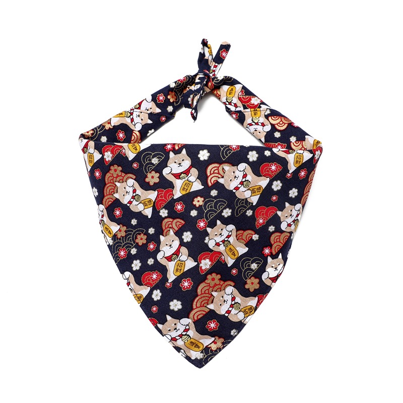 Fabricante en stock transfronterizo nuevo estilo japonés algodón mascota perro saliva toalla sarga perro triángulo toalla mascota triángulo toalla