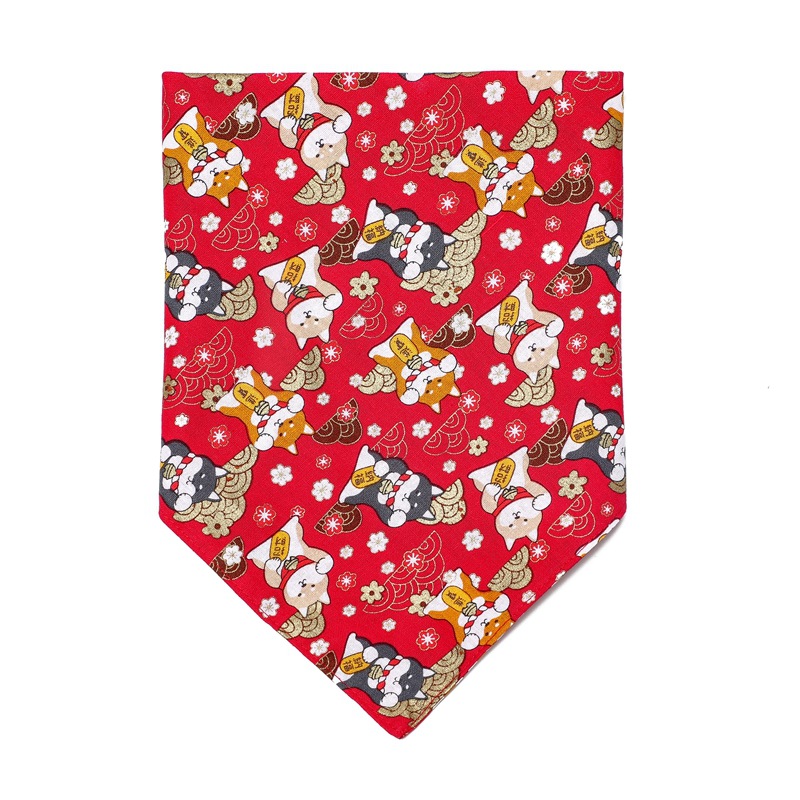 Fabricante en stock transfronterizo nuevo estilo japonés algodón mascota perro saliva toalla sarga perro triángulo toalla mascota triángulo toalla