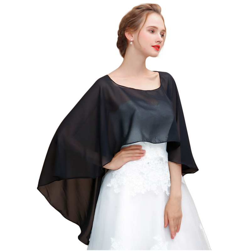 Élégante cape pullover en mousseline pour femme style uni_voghion.com
