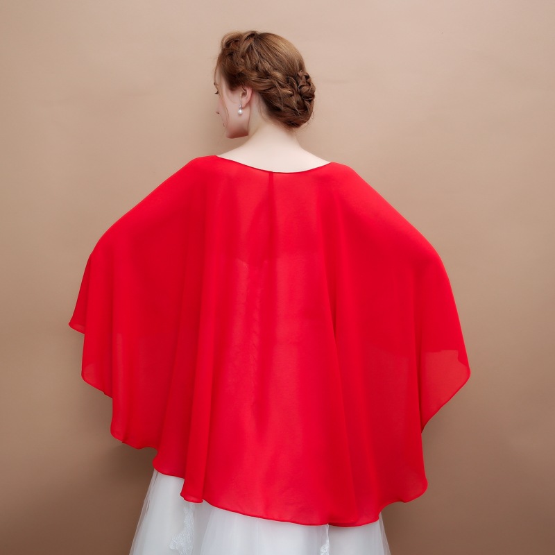 Élégante cape pullover en mousseline pour femme style uni_voghion.com