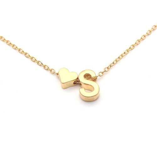 Alibaba.com Japanese Korean European and American Foreign Trade Accessory Lock Chains Fashion Style Heart Letter Combination Pendant Necklace
