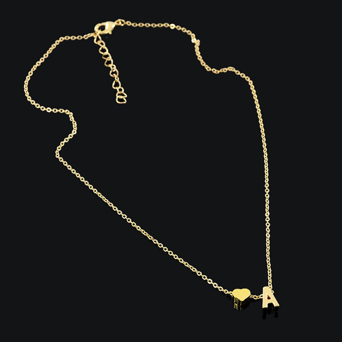 Alibaba.com Japanese Korean European and American Foreign Trade Accessory Lock Chains Fashion Style Heart Letter Combination Pendant Necklace