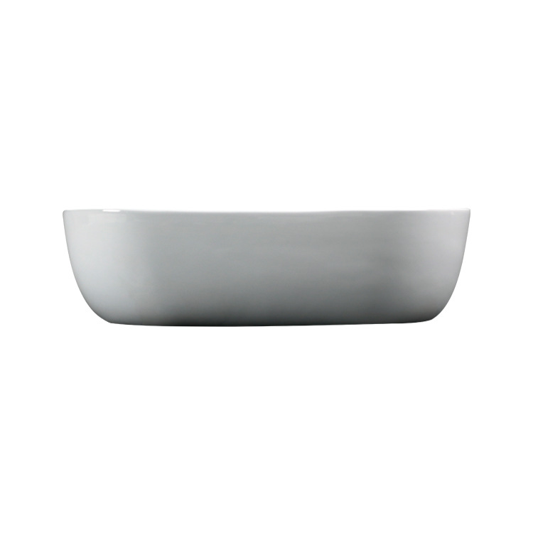 Lavabo de encimera, lavabo con esquinas redondeadas, lavabo integrado de cerámica, lavabo de cerámica integrado.