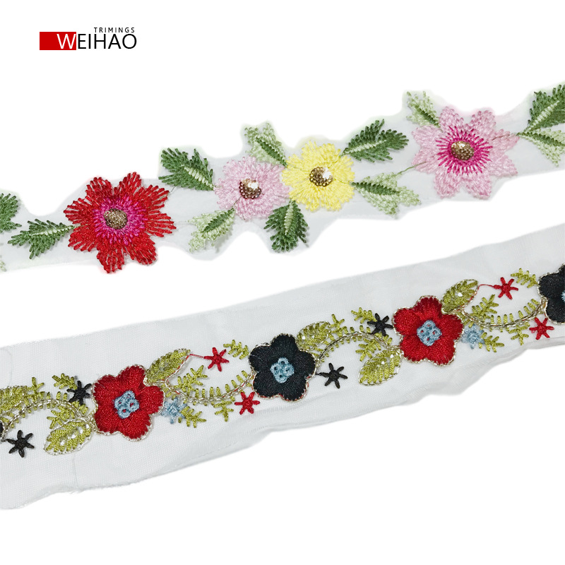 网纱电脑刺绣涤纶花边 民族风时尚蕾丝服装辅料