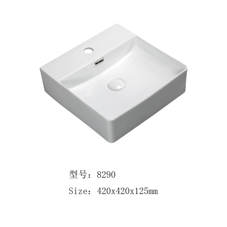 Lavabo de encimera, lavabo artístico, lavabo de cerámica integrado, lavabo Chaozhou, moderno y minimalista.