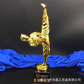 新款跆拳道树脂水晶小金人奖杯定制定做跆拳道比赛颁奖纪念品刻字