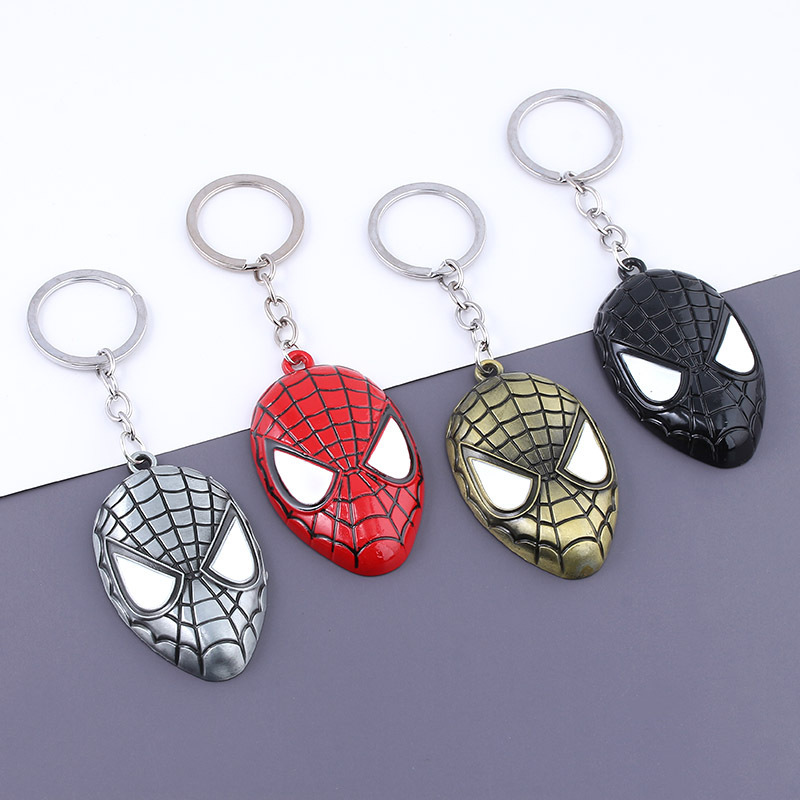 European and American Film and Television Peripheral Fanlian Spider-Man Mask Keychain Marvel Spider Alloy Metal Pendant Foreign Trade Factory