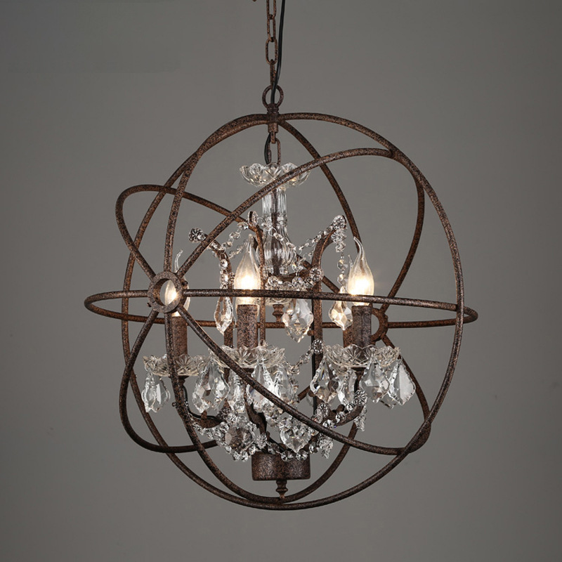 American Retro Industrial Style Restaurant Chandelier Amazon Cross-Border Globe Crystal Chandelier Bedroom Living Room Ceiling Light