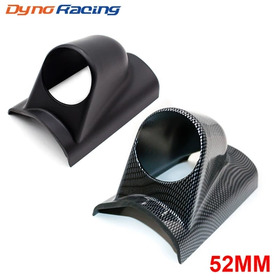Car modification 52mm instrument rack black single hole left frame instrument cover ABS instrument bracket carbon pattern instrument rack