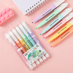 6-color double-head highlighter set watercolor pen cultural supplies creative marker pen double-head color pen