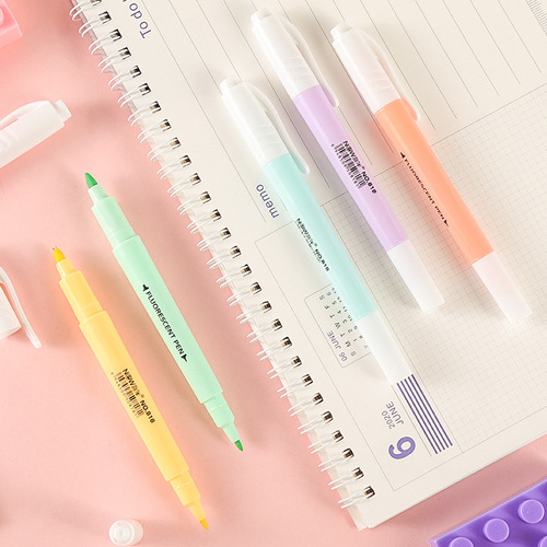 6-color double-head highlighter set watercolor pen cultural supplies creative marker pen double-head color pen