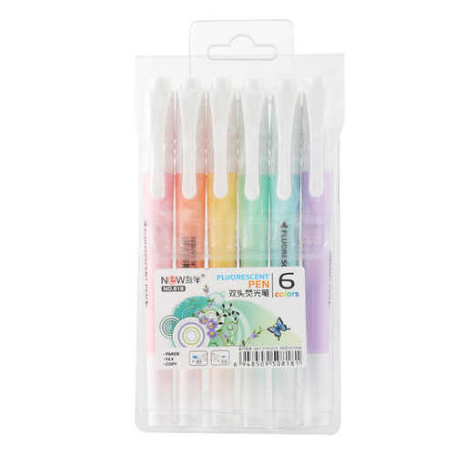 6-color double-head highlighter set watercolor pen cultural supplies creative marker pen double-head color pen