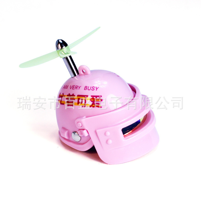 Good quality luminous three-stage head bamboo dragonfly helmet broken wind duck yellow duck safety helmet children bicycle lamp gift