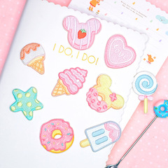 糖果甜心 冰淇淋餅乾甜甜圈包包DIY自粘貼刺繡布貼棒棒批發