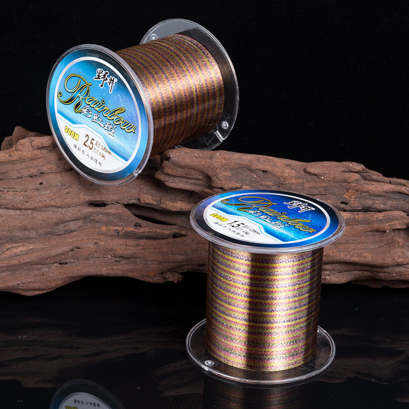 Línea de nylon de color salvaje línea de punto Línea principal sub-línea de alta resistencia a la tracción invisible línea de pesca de color suave 300 m