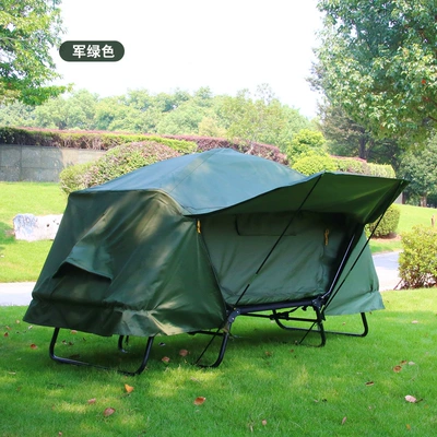 Outdoor Thickened Oxford Cloth Warm Off-the-Ground Tent Outdoor Single Double-Layer Rainstorm Protection Double-Person Camping Fishing Tent (Avtomobil dam çadırları) - army-green-single