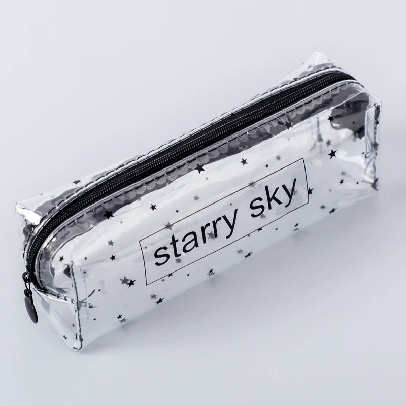 Handheld Pencil Case, PVC Transparent, Cute Korean-Style for Elementary Students, Octagonal Designs