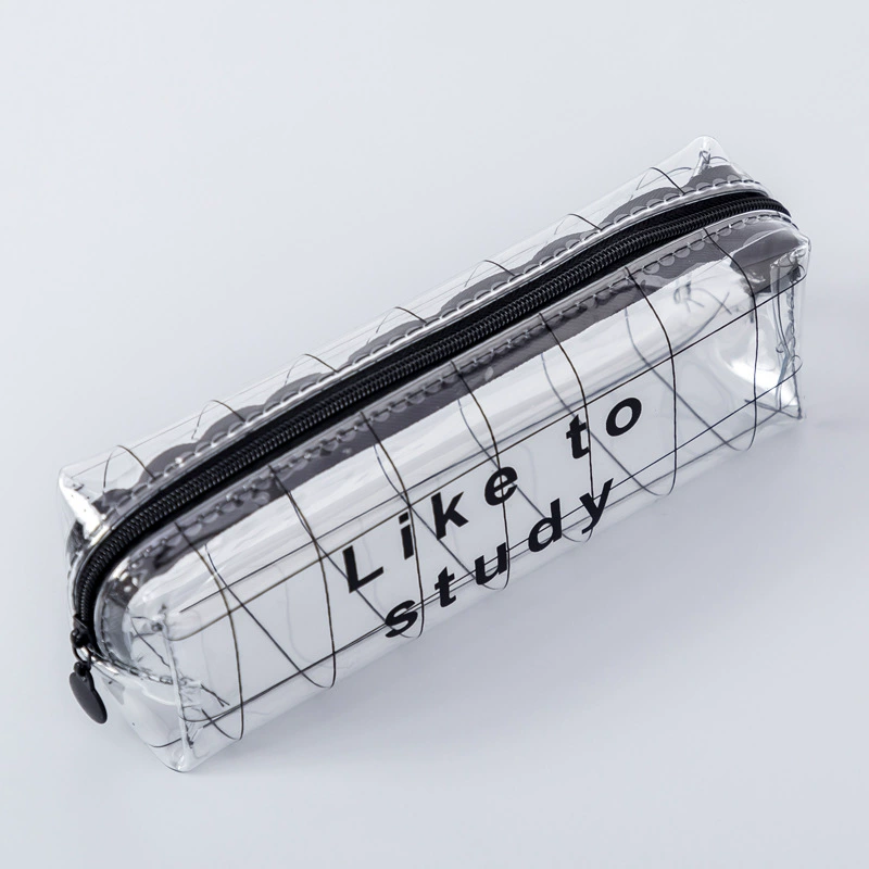 Handheld Pencil Case, PVC Transparent, Cute Korean-Style for Elementary Students, Octagonal Designs