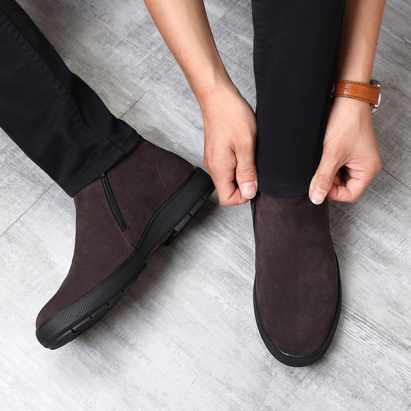 2022 invierno zapatos de algodón para hombres calentamiento de lana de cachemira pieles zapatos de cuero casuales anti-deslizante