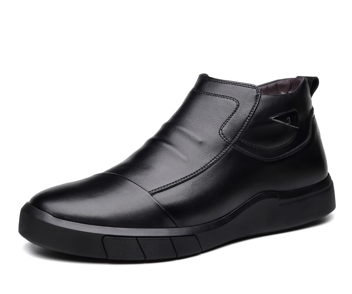 Zapatos de algodón de lana de vaca de invierno para hombre zapatos de cuero cálidos forrados de vellón superior de cuero casual al aire libre papá zapatos de hombre al por mayor