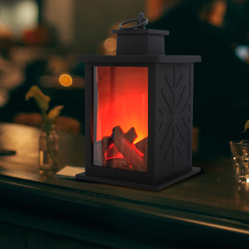 Simulation fireplace creative small ornaments home soft decoration crafts candlestick simulation decoration LED charcoal flame wind lamp