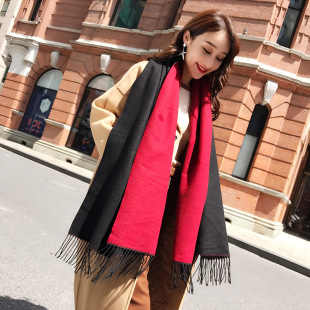 Scarf Women's 2024 Autumn and Winter New Color-matching Scarf Solid Color Double-sided Cashmere Tassel Scarf Shawl