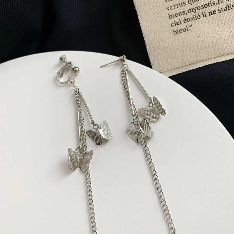 Серебряная игла с бантом, серьги, клипсы для ушей, корейский стиль, интернет-знаменитость