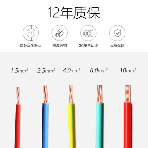 Flame retardant wire and cable CHINT insulated 100 meters national standard multi-stranded soft core wire BVR1/2.5/4/6 square