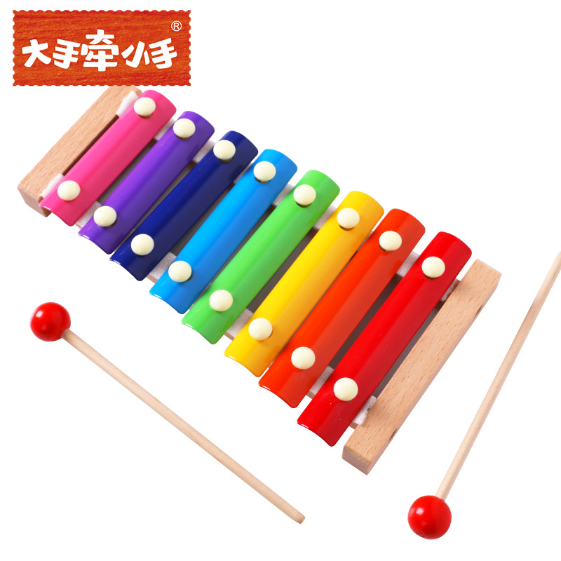 Piano de madera de ocho tonos para niños tocando a mano educación temprana bebé instrumento musical educativo juguete pequeño piano de percusión de madera image 3