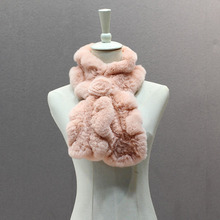 韩版荷叶边獭兔毛围巾双面木耳边毛皮草围脖冬编织百搭保暖脖套女