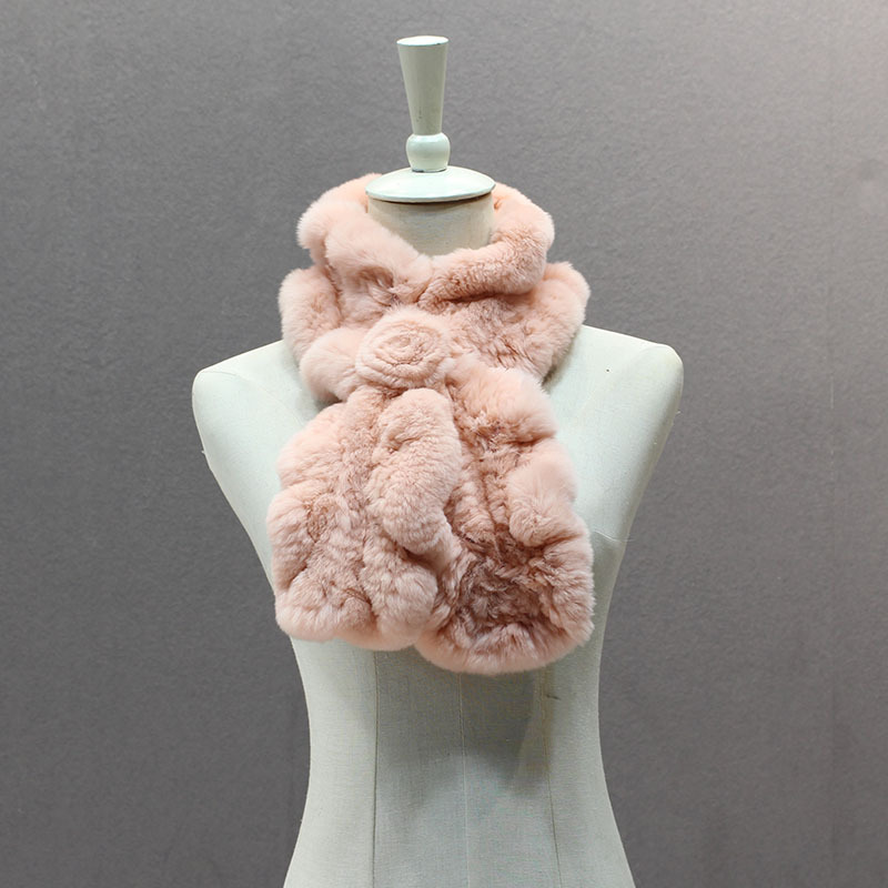 韩版荷叶边獭兔毛围巾双面木耳边毛皮草围脖冬编织百搭保暖脖套女
