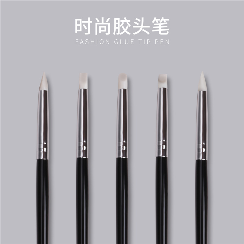 Directo de fábrica 5 Unids nail art pluma de silicona en relieve Negro Varilla hueco tallado en relieve nail art pen nail art herramientas