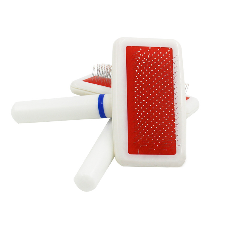 Peine para mascotas con mango de plástico y cabezal protector, peine de dientes finos para el aseo de gatos y perros, venta directa del fabricante, peine para eliminar el pelo de perros.