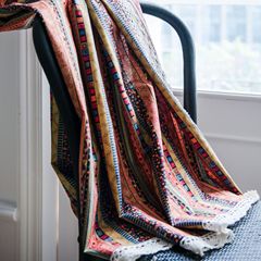 Yimanqiyun curtains finished bohemian striped printed cotton and linen kitchen curtains semi-blackout feng shui curtains