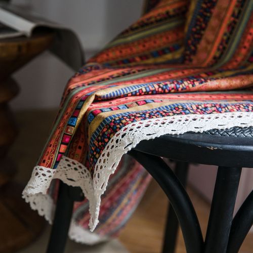 Yimanqiyun curtains finished bohemian striped printed cotton and linen kitchen curtains semi-blackout feng shui curtains