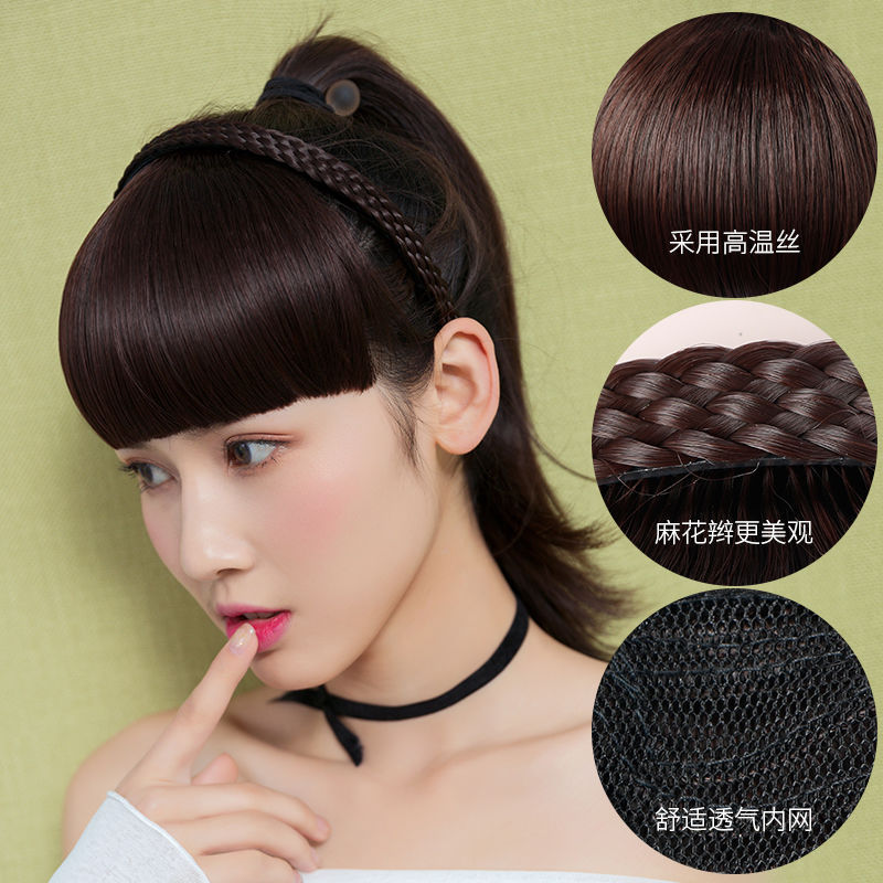 Wig Bangs with Thickened Wide Fringe, Forehead Hairpiece for Volume, Covers Gray Hair, Full Real Hair, Covers Gray Hair with Full Bangs