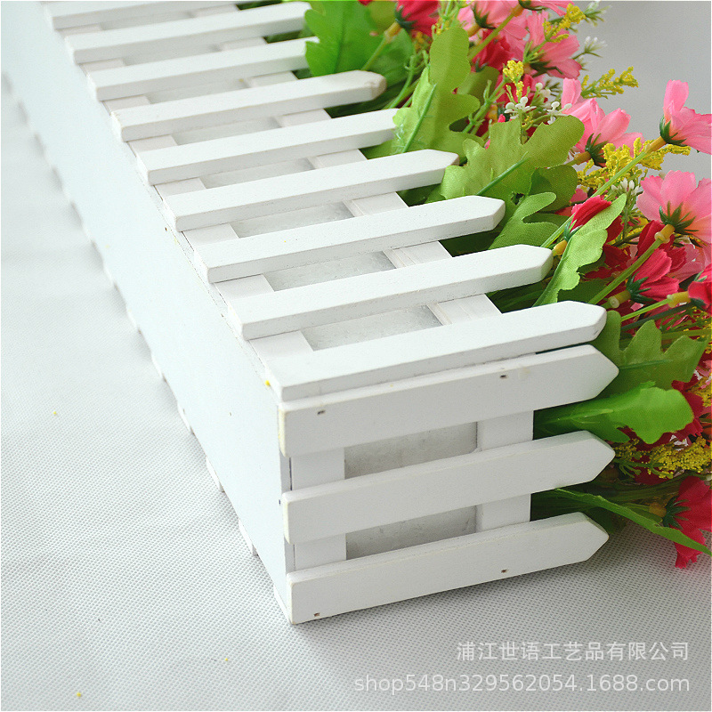 Casa sala de estar flor decorativa planta artificial traje de decoración de flores valla de madera decoración de flores artificiales olla pequeña ventana belleza